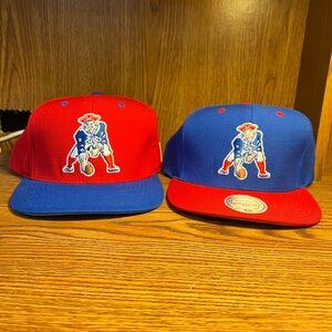 Mitchell & Ness Lot Of 2 New England Patriots Retro SnapBack Hats